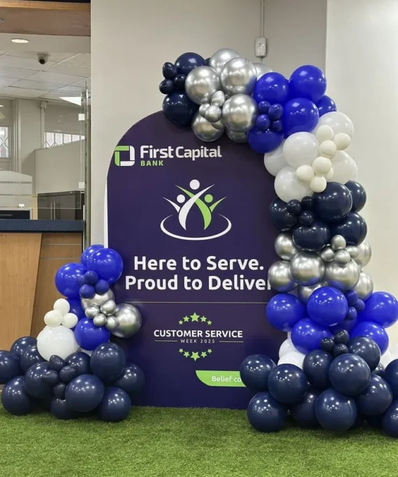 Corporate Half Arch Backdrop Balloon Decoration Setup